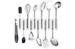 China Multiapplication Stainless Steel Kitchen Utensil Set With Holder Rustresistant supplier