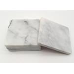 Marble White Plain Stone Coasters No Pollution Insulated With Back Pad