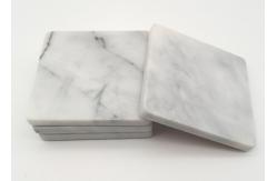 China Marble White Plain Stone Coasters No Pollution Insulated With Back Pad supplier
