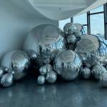 Double Layer Inflatable Advertising Balloons Silver Inflatable Mirror Ball for sale