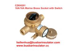 China 10A/16A marine brass socket with chain switch outlet CZKH202 IP56 supplier