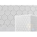 130CM White Cotton Eyelet Lace Fabric Openwork Circle Lace Design Dress Fabric for sale