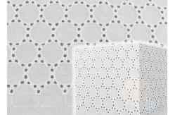 China 130CM White Cotton Eyelet Lace Fabric Openwork Circle Lace Design Dress Fabric supplier