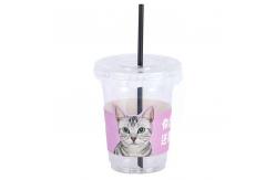 China 500ml PP Disposable Bubble Tea Cups With Straw Frosted Plastic Drink Cups supplier