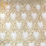 20% Polyester Material 3D Flower Lace Fabric With Beads for sale