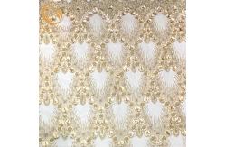 China 20% Polyester Material 3D Flower Lace Fabric With Beads supplier