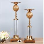 Golden Brass Classic Metal ODM Crystal Candle Holder Craft for sale