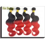 100% Remy Brazilian Wavy Human Hair Extensions Natural Black and Red Color for sale