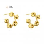18k Real Gold Plated Brass Stud Earrings , Geometric Huggie Hoop Earrings