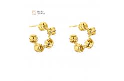 China 18k Real Gold Plated Brass Stud Earrings , Geometric Huggie Hoop Earrings supplier