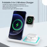 3 In 1 15W Folding Wireless Charger Double Coil Atmosphere Lamp for sale