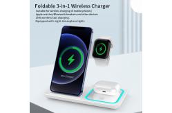 China 3 In 1 15W Folding Wireless Charger Double Coil Atmosphere Lamp supplier