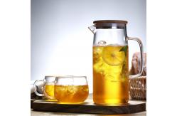 China Heat Resistant Beverage Glass Water Pitcher Durable High With Bamboo Lid supplier