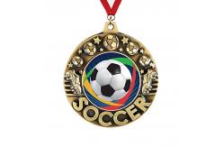 China Custom Soccer Medals Engravable / Gold Football Medal with Free Lanyard supplier