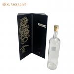 Customized Black Magnet Gold Foil Wine Box Luxury Whiskey Red Wine Gift Packaging Box With Velvet Tray for sale