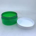 Empty Plastic PET Jar With Green Body / Cream Jars Cosmetic Packaging for sale