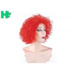Kinky Curly Red Color Clown Synthetic Cosplay Wigs Explosive Head Style For Football Fans for sale