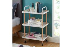 China Flexible Bedroom Large Plates Sturdy Metal Frame Storage Shelf Cart with Casters supplier