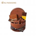Brown Round Chocolate Paper Box Tube Cookie Macaron Biscuit Packaging Box With PET Tray for sale