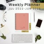 Weekly Planner 2023-2023 Pink Academic Planner With Hourly Timetable And Plastic Ruler