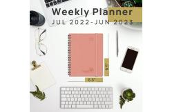 China Weekly Planner 2023-2023 Pink Academic Planner With Hourly Timetable And Plastic Ruler supplier