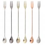 Stainless Steel 304 Bar Spoon Bar Tools Cocktail Mixing Spoon For Bartending for sale
