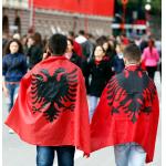 Knitted Polyester Albania Flag 90x150cm Outdoor Canvas Header With Grommets