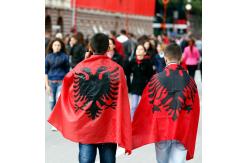 China Knitted Polyester Albania Flag 90x150cm Outdoor Canvas Header With Grommets supplier