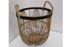 China ZHONGYI Set Of 2 Round Bamboo Floor Baskets With Rope Handle, Brown supplier