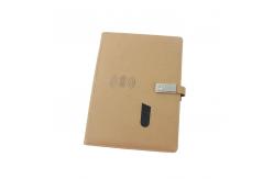 China Customized Multifunctional Business Hardcover Smart Powerbank Pu Loose Leaf Wireless Charging Notebook supplier
