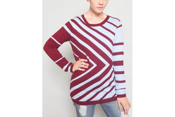 Jacquard Stripe Double Layer Sweater , Size M Family Christmas Sweaters