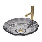 Modern Ball Shaped Glass Wash Basin Light Gray Color Vessel Sinks Pop Up Drain for sale