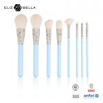 8pcs Makeup Brushes With Synthetic Hair And Rolling Printing Aluminium Ferrule OEM for sale