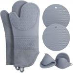 Heat Resistant Silicone Oven Mitts Pot Holders Sets For Baking for sale