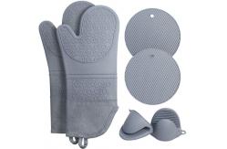 China Heat Resistant Silicone Oven Mitts Pot Holders Sets For Baking supplier