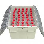 Solid Box Nesting Crates Attached Lid PP Logistic Transport Plastic for Recyclable 56L for sale