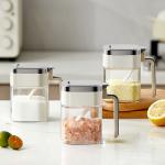 Kitchen Seasoning Powder Spices Storage Container Tea Coffee Sugar Salt Glass Jars Container With Stainless Steel Lid And Spoon for sale