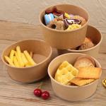 Custom Shaped Biodegradable 30oz Disposable Kraft Paper Sugarcane Bagasse Fruit Paper Salad Packing Bowl With Lid for sale