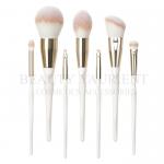 Deluxe White 7 Piece Makeup Brush Set Ultra Soft Fiber Hair Facial Brush Kit for sale
