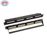 100% Pass Fluke Test 24 Port CAT5E Patch Panel 19 inch 110 IDC UTP Unshielded With Cable Management for sale