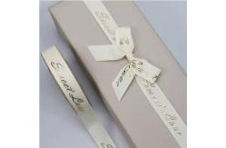 China Customized Grey Shiny 3D Foil Printing Polyester Grosgrain Ribbon for Gift Packaging supplier
