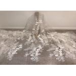 Off White Mesh 3D Flower Embroidery Beaded Lace Fabric 50 Wide 1 Yard for sale