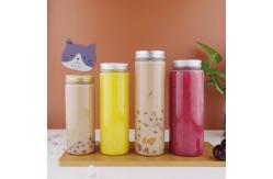 China Beverage Round Plastic Pet Boba Juice Bottles Transparent 450ml With Aluminum Lid supplier