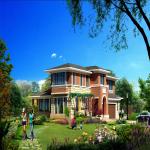 Modern Prefabricated House Villa , Eco Friendly Steel Structure Villa for sale
