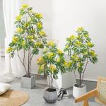 Artificial cassia flowering tree yellow home deco hotel office potted tree for sale