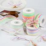 4cm/10m Four Color Striped Bubble Transparent Gauze Ribbon Hair Accessory Eco-friendly Material for DIY Bow Bouquet Packaging for sale