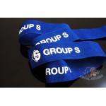 Custom Blue Ribbon With White Printing  Woven Medal Ribbons Medal Lanyards For Events for sale
