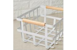 China White Rectangular Wire Baskets With Handles Eco Iron Storage Basket supplier
