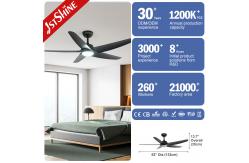 China Black LED Ceiling Fan With Dimmable Light 5 Plastic Blades Remote Control supplier