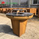 Round Charcoal Wood Burning Corten Steel Bbq Grill D800mm weather proof for sale